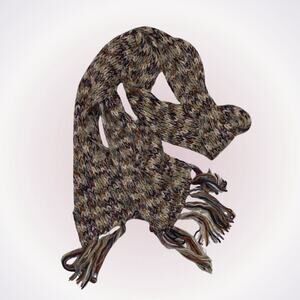 Multicolor long knit scarf with fringed edges | Sz OS